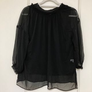 グローバルワーク(GLOBAL WORK)の《美品》グローバルワーク　シースルースタンドブラウス　Lサイズ(シャツ/ブラウス(長袖/七分))