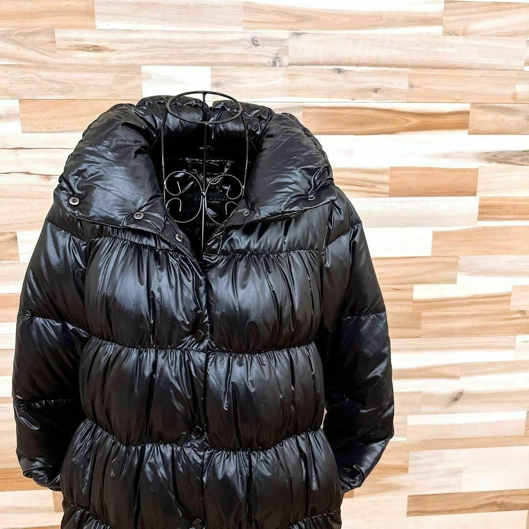 【ザラ】ZARA WOMAN ロング丈 ダウン ジャケット コート S 黒×銀