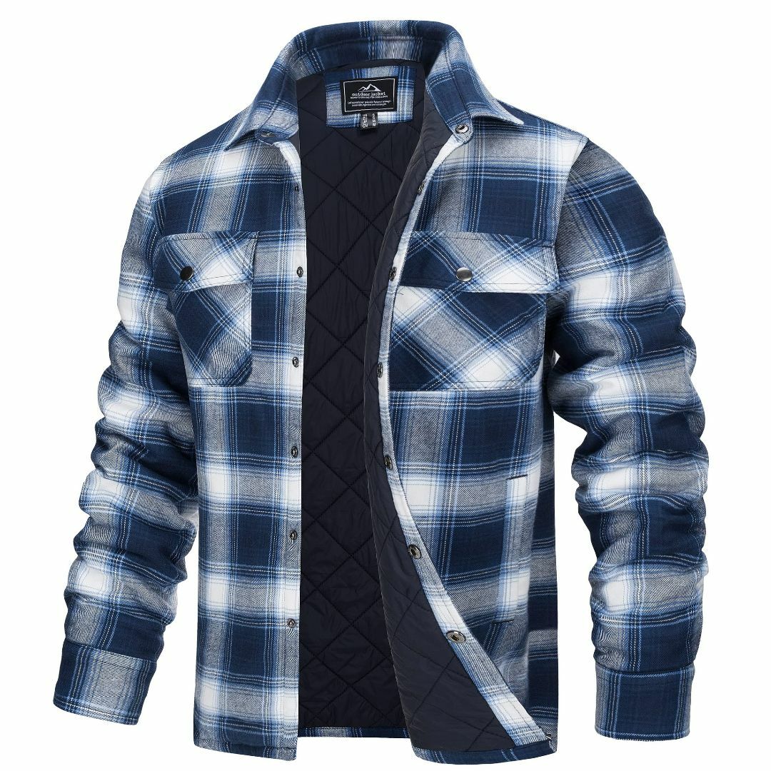 [TACVASEN] チェックシャツ メンズ 防風 保温 ジャケット 中綿 日常 | フリマアプリ ラクマ