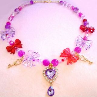 アクセサリー革命★☆美魔女ハートのネックレス（紫ver）アメジストカラー(ネックレス)