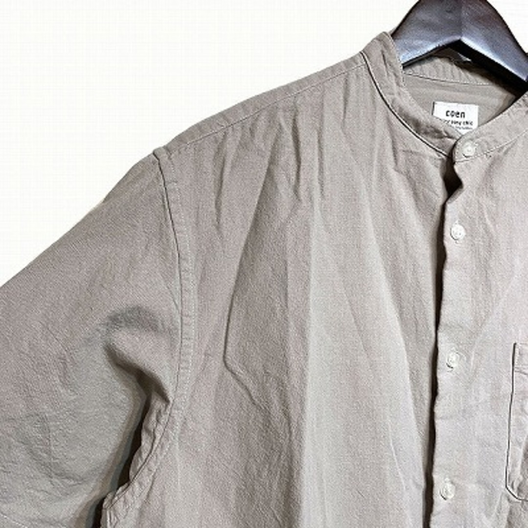 coen(コーエン)のコーエン coen シャツ ワークシャツ ヘンリーネック 半袖 S ブラウン メンズのトップス(シャツ)の商品写真