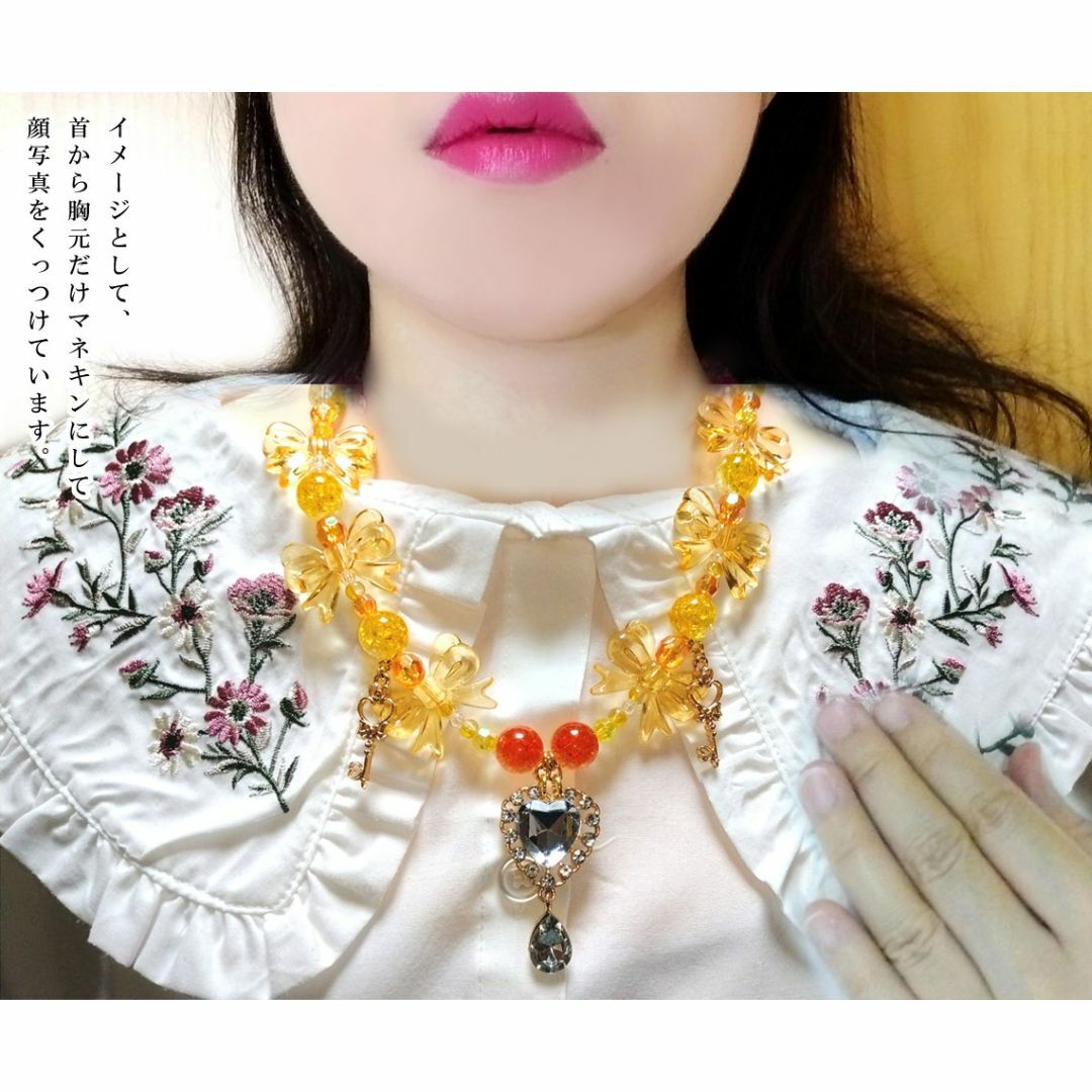 アクセサリー革命★☆美魔女ハートのネックレス（オレンジと銀ver）シトリンカラー レディースのアクセサリー(ネックレス)の商品写真