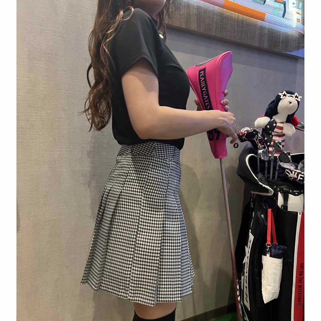 韓国ゴルフウェア★ギンガムチェックプリーツスカート