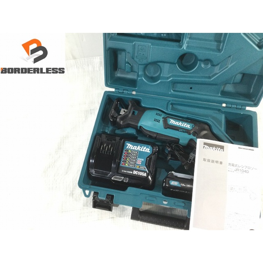 ☆極美品☆makita マキタ 10.8V 充電式レシプロソー JR104DSH バッテリー1個(BL1015) 充電器(DC10SA) ケース コードレス セーバソー 79801バイク