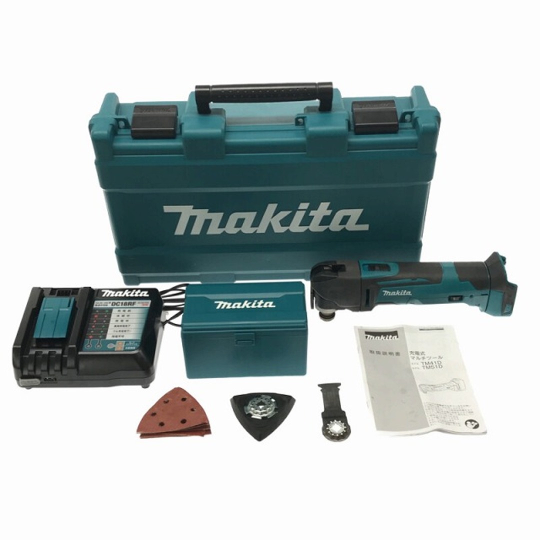 ☆比較的綺麗☆makita マキタ 18V 充電式マルチツール TM51D 充電器(DC18RF) ケース付 コードレス カットソー 研削 切削 78972