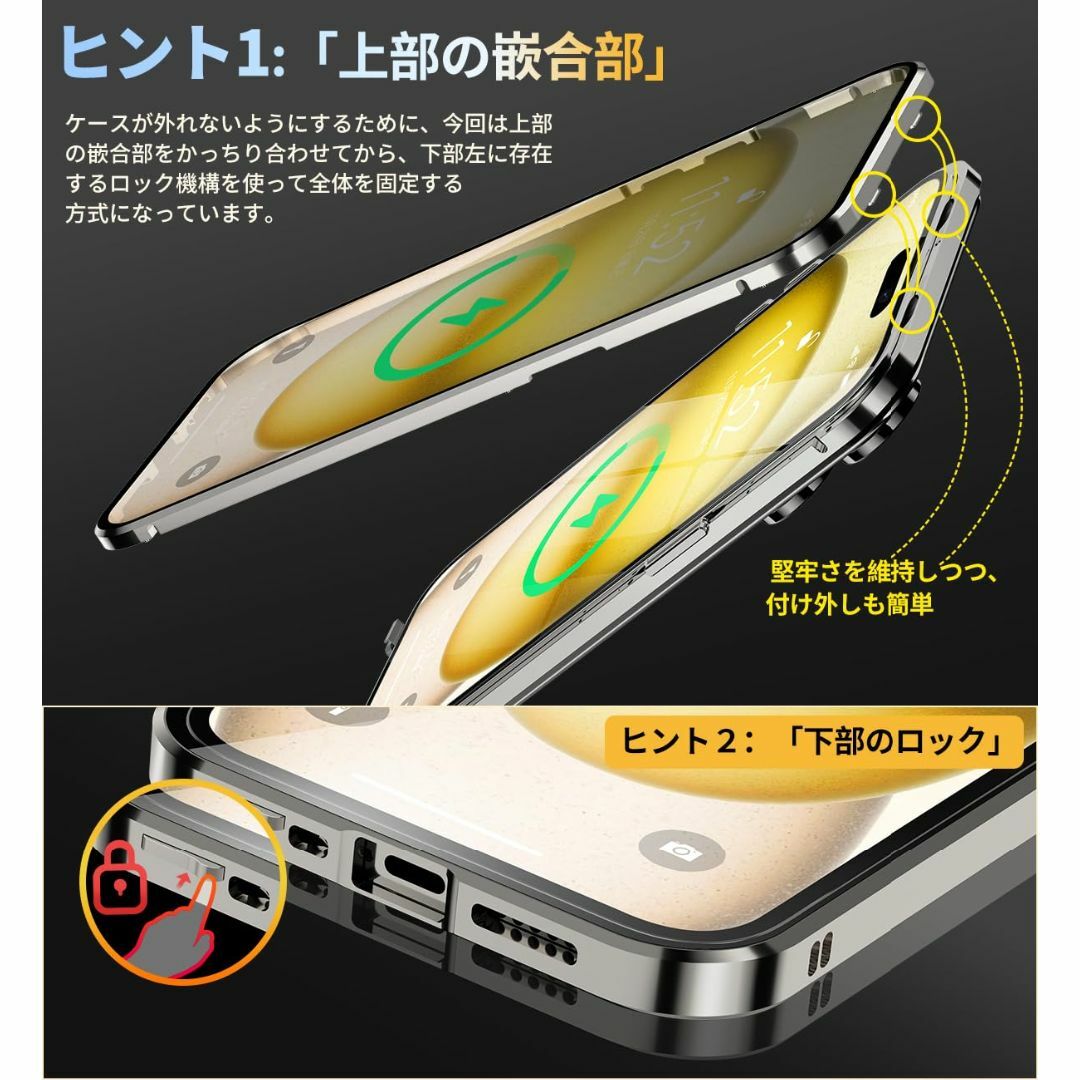 【サイズ:iPhone15（6.1インチ）_色:グレー(押さえロック式)】【押さ 1