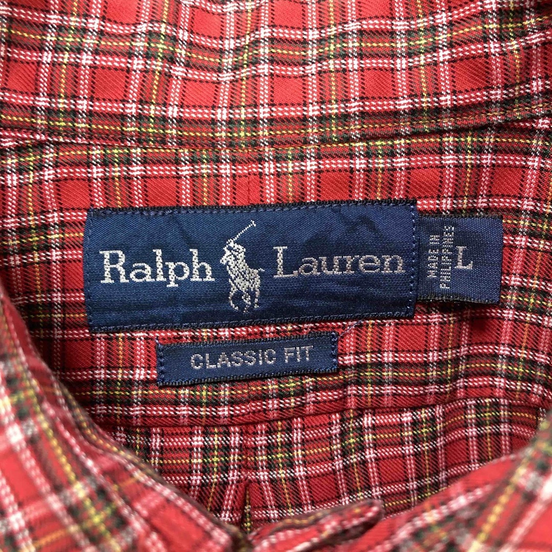 ラルフローレン 90s ワンポイント刺繍ロゴ チェック 長袖シャツ