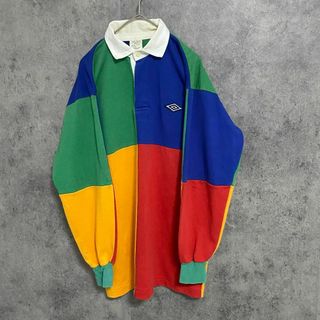 UMBRO - 90S umbro アンブロ ラガーシャツ メンズL マルチカラー 古着