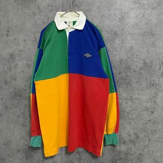 UMBRO - 90S umbro アンブロ ラガーシャツ メンズL マルチカラー 古着