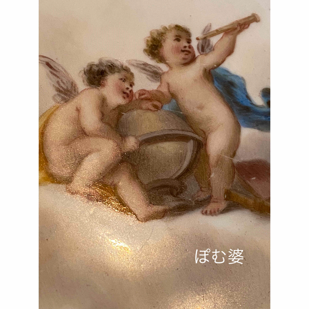 ★御専用【古マイセン】金彩 金盛 皿 プレート「可愛い悪戯天使達/青の天使画」 ★御専用【古マイセン】金彩 金盛 皿 プレート「可愛い悪戯天使達/青の天使画」