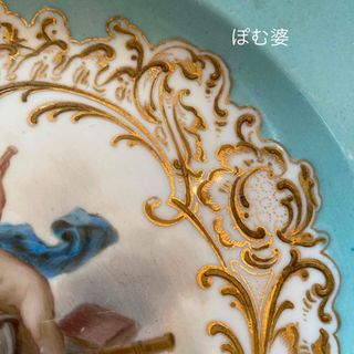 ★御専用【古マイセン】金彩 金盛 皿 プレート「可愛い悪戯天使達/青の天使画」 ★御専用【古マイセン】金彩 金盛 皿 プレート「可愛い悪戯天使達/青の天使画」