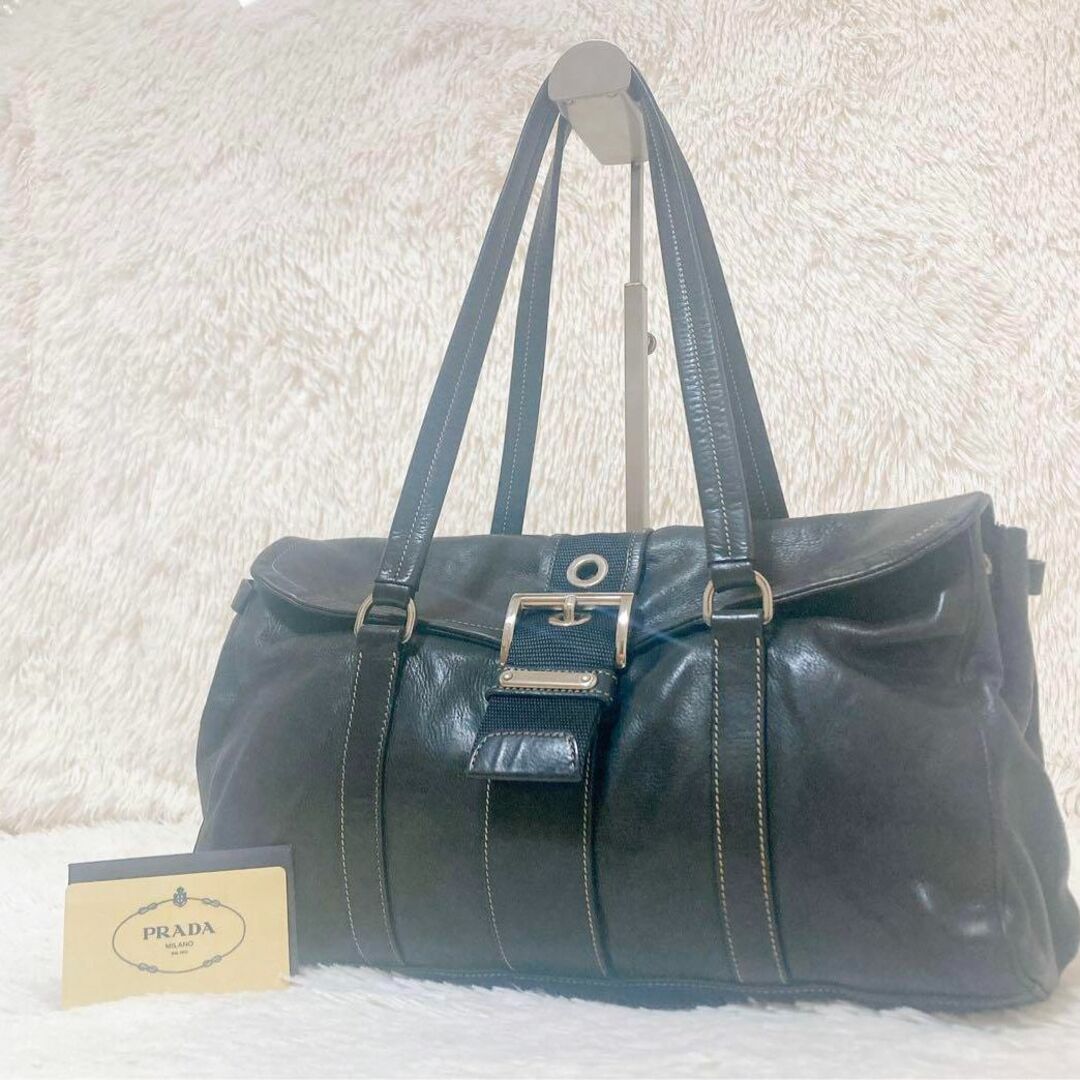 ✨美品✨ PRADA プラダ　トートバッグ NERO オールレザー　BR2418