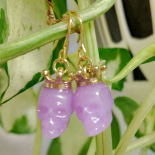 ドクロのピアス(紫　小さいサイズ)(ピアス)