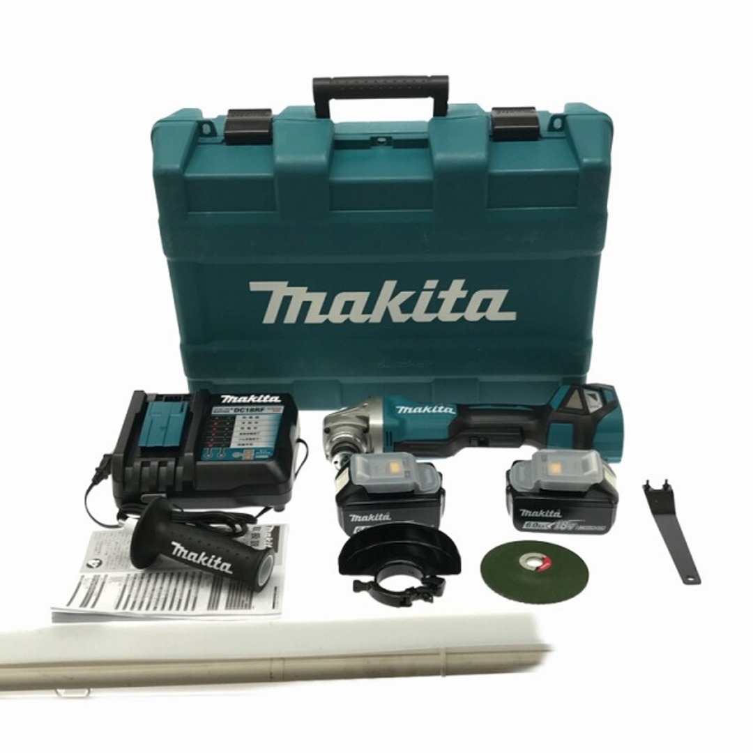 バイク☆未使用品☆ makita マキタ 18V 100mm 充電式ディスクグラインダー GA418DRGX バッテリー2個(18V 6.0Ah) 充電器 +ケース 79351