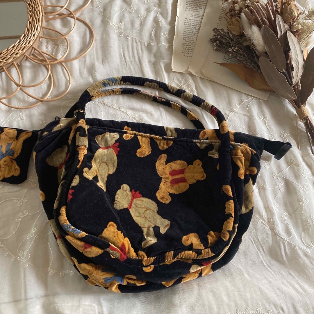 vintageレトロヴィンテージくまちゃんベルベットbag