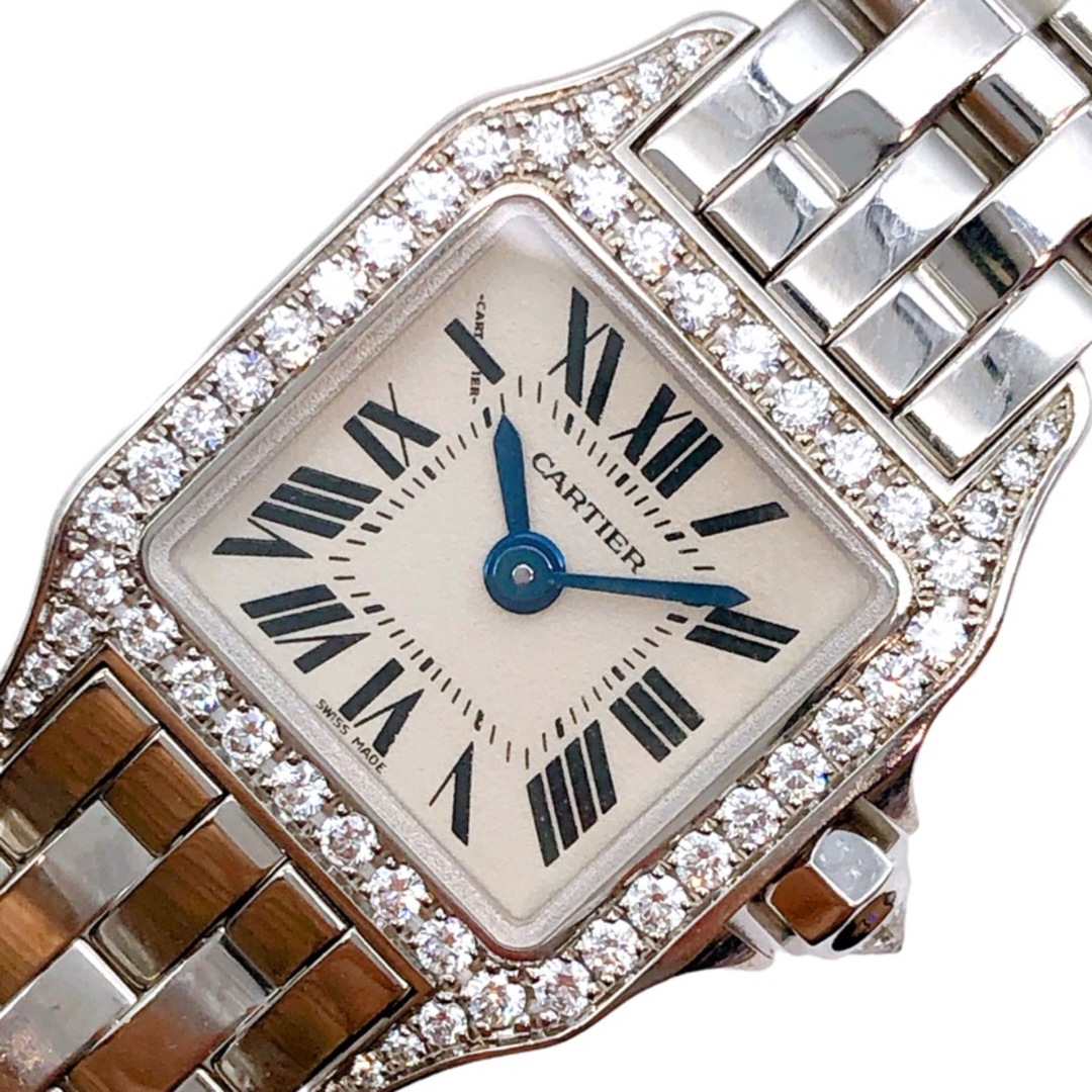 カルティエ Cartier ミニサントスドゥモワゼル WF9005Y8 K18ホワイトゴールド 750WG クオーツ レディース 腕時計