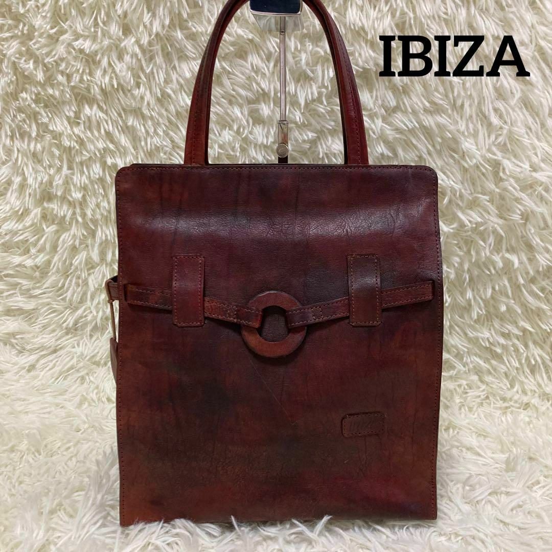 美品】IBIZA イビザ オールレザートートバッグ ブラウン 茶-