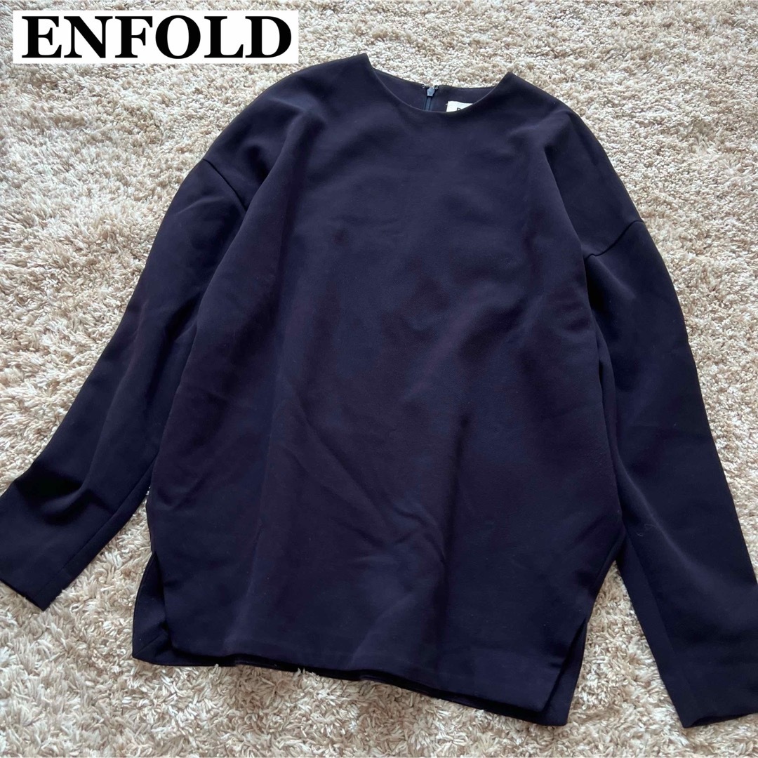 美品✨【ENFOLD】エンフォルド ドルマン型トップス 長袖 ネイビー 紺