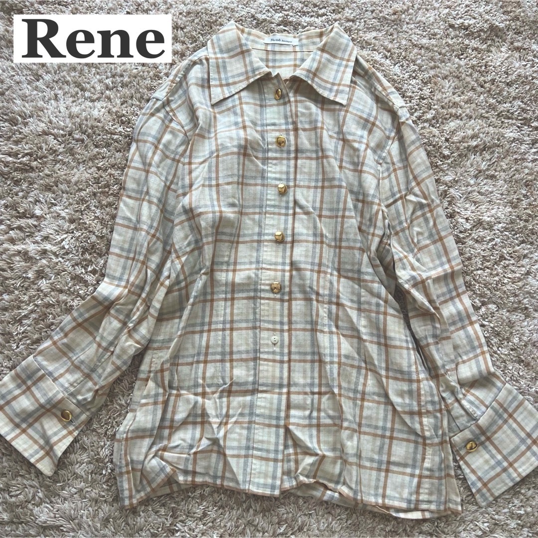 René(ルネ)の美品✨【Rene】ルネ 日本製 チェックブラウスシャツ tissue 高級 レディースのトップス(シャツ/ブラウス(長袖/七分))の商品写真