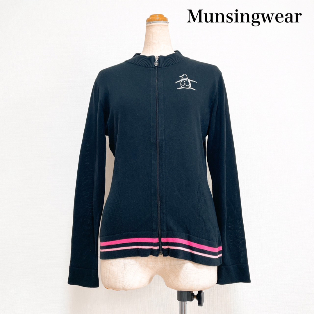 Munsingwear ロゴ刺繍ジップアップ 羽織り 黒 ゴルフ