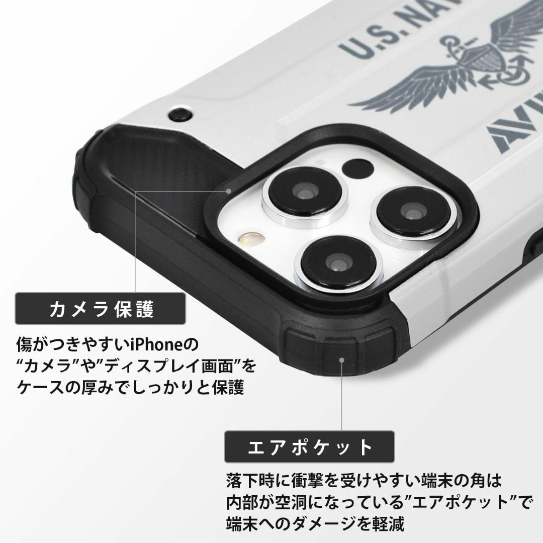 【色:シルバー】【 AVIREX 正規品 】 iPhone15 Pro 対応 ケ 2