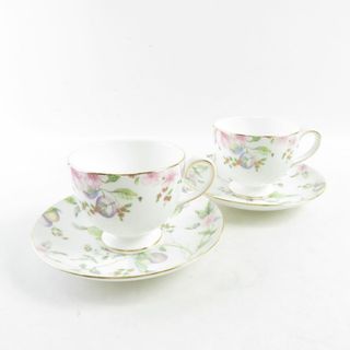 ウェッジウッド(WEDGWOOD)の美品 WEDGWOOD ウェッジウッド スウィートプラム ティーカップ＆ソーサー 2客 リー ペア SY7161 (グラス/カップ)