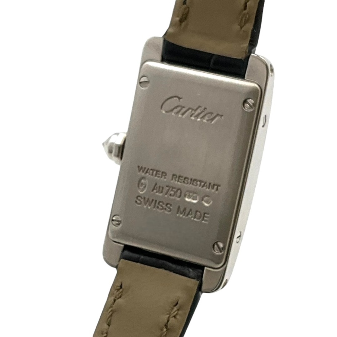 カルティエ Cartier タンクアメリカンミニ WB710015 アイボリー K18ホワイトゴールド K18WG×レザー クオーツ レディース 腕時計