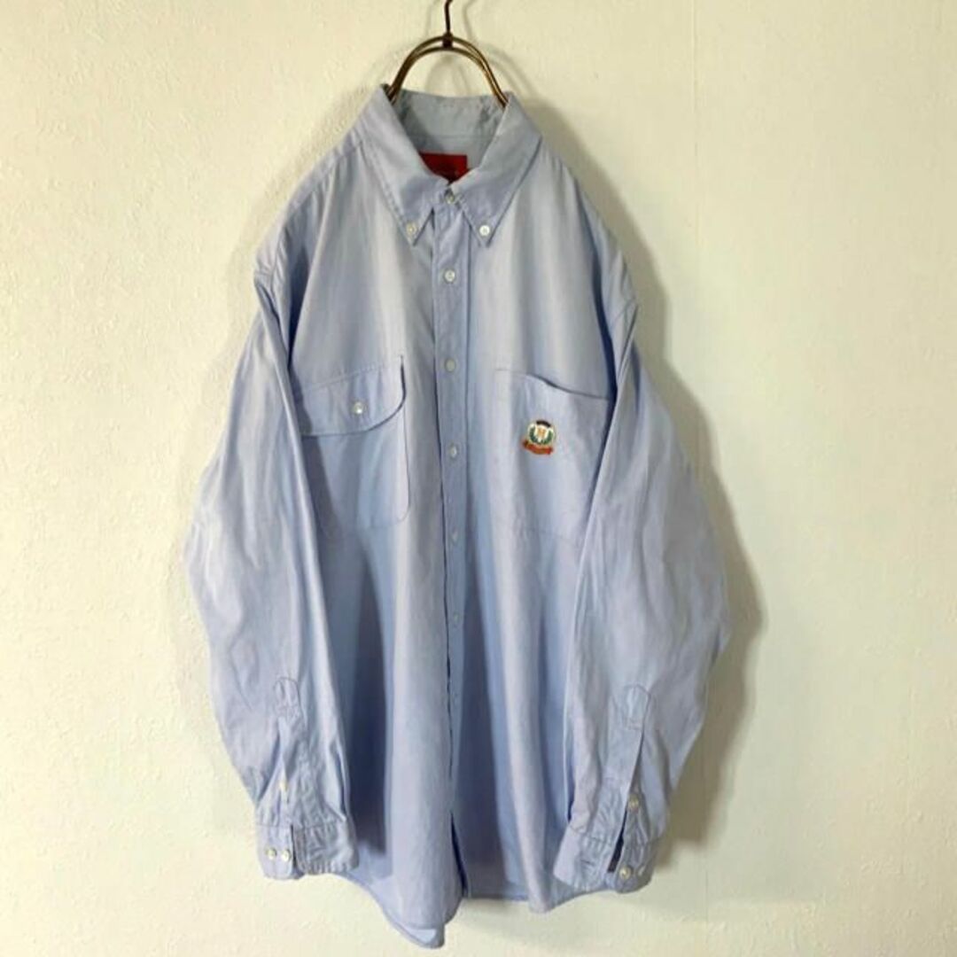 mikihouse(ミキハウス)の90‘s MIKI HOUSE ワンポイント刺繍 ボタンダウンシャツ ブルー メンズのトップス(シャツ)の商品写真