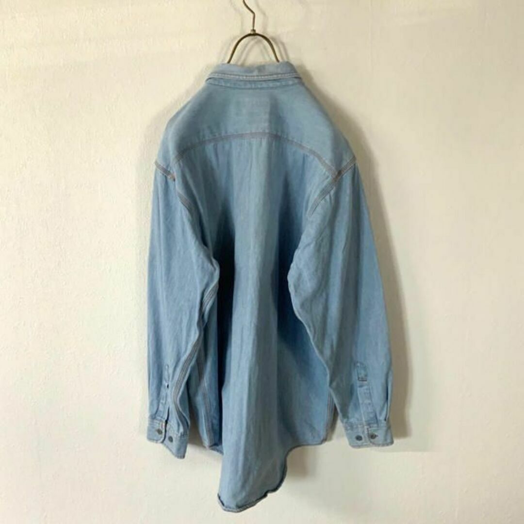 90‘s LUCKY STRIKE ライトブルー デニムシャツ メンズのトップス(シャツ)の商品写真