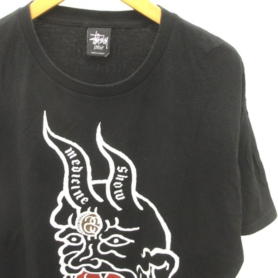 ステューシー STUSSY Tシャツ 半袖 プリント コットン 黒 L ※色褪せ