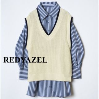 レディアゼル(REDYAZEL)の【2点セット】ストライプシャツ　ニットベスト　レディアゼル(シャツ/ブラウス(長袖/七分))