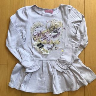 メゾピアノジュニア(mezzo piano junior)の未使用★メゾピアノJr.★ビジュー・リボン・レース付きプルオーバー（１５０）(Tシャツ/カットソー)