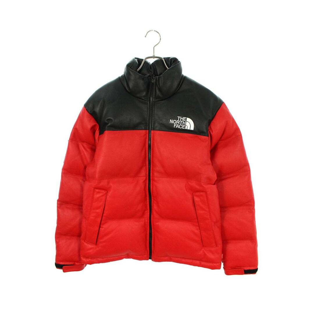 シュプリーム ×ノースフェイス THE NORTH FACE  17AW  Leather Nuptse Jacket オールレザーヌプシダウンジャケット メンズ S