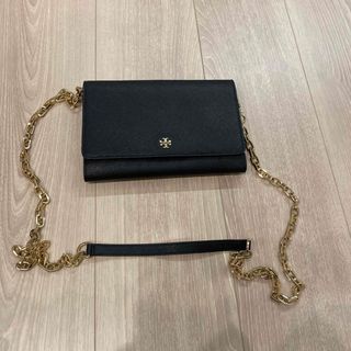 トリーバーチ(Tory Burch)のused チェーンウォレット　TORY BURCH  黒　斜めがけ(長財布)