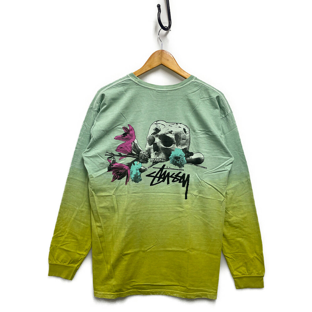 約71cm身幅STUSSY ステューシー BEAUTY AND THE BEAST グラデーション 加工 ロング 長袖Ｔシャツ グリーン系 サイズL 正規品 / B4361