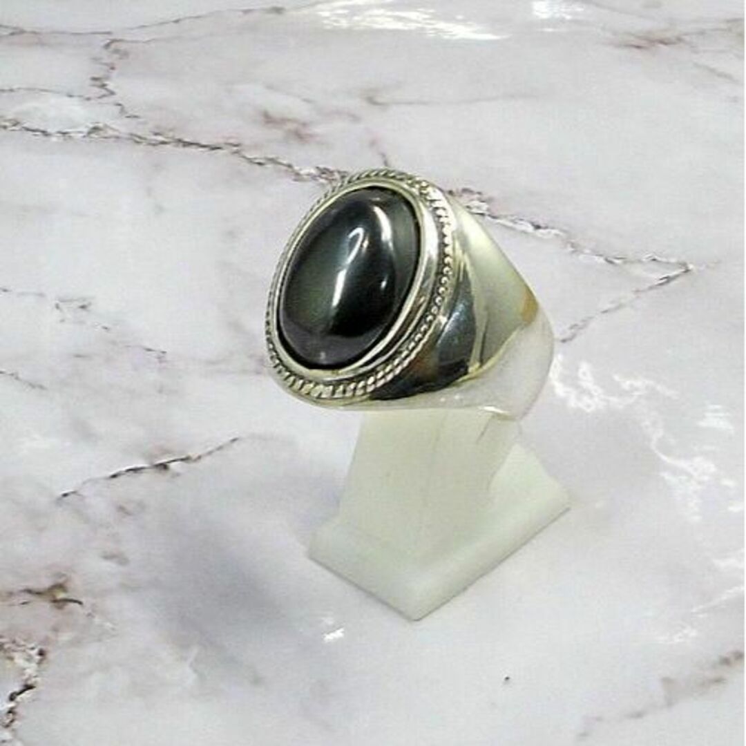 大ぶりなヘマタイトのシルバー９２５製リング（指輪）！ メンズのアクセサリー(リング(指輪))の商品写真