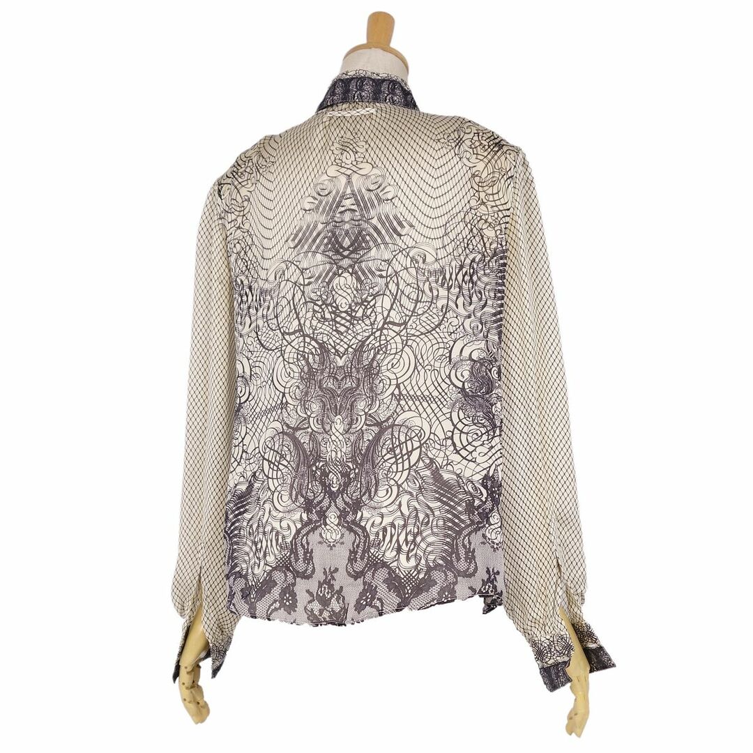 ジャンポールゴルチエ Jean-Paul GAULTIER シャツ ブラウス ロングスリーブ 総柄 シースルー シルク トップス レディース 38(S相当) マルチカラー