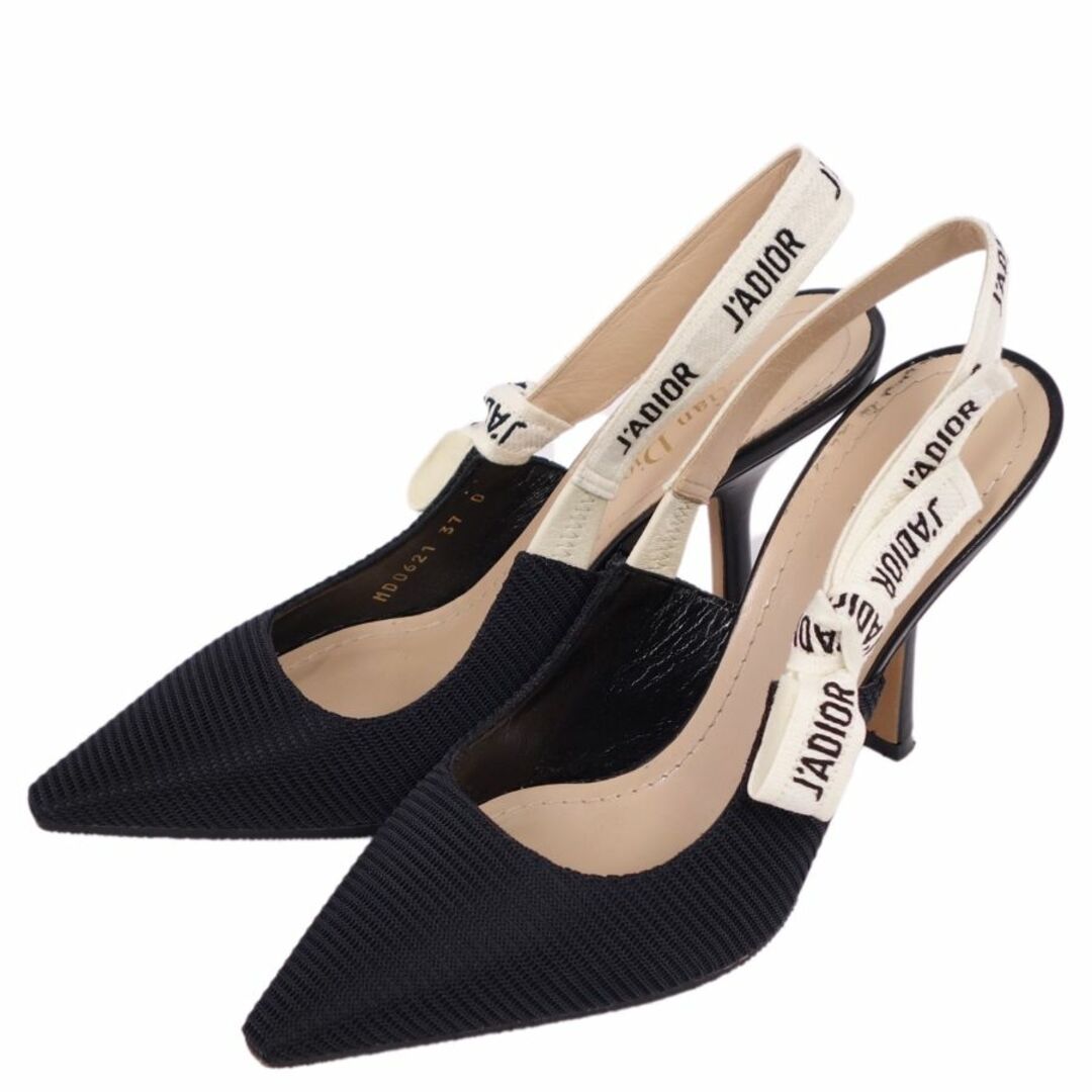 クリスチャンディオール Christian Dior パンプス J'ADIOR スリングバッグ キャンバス ヒール シューズ 靴 レディース 37D(24cm相当) ブラック