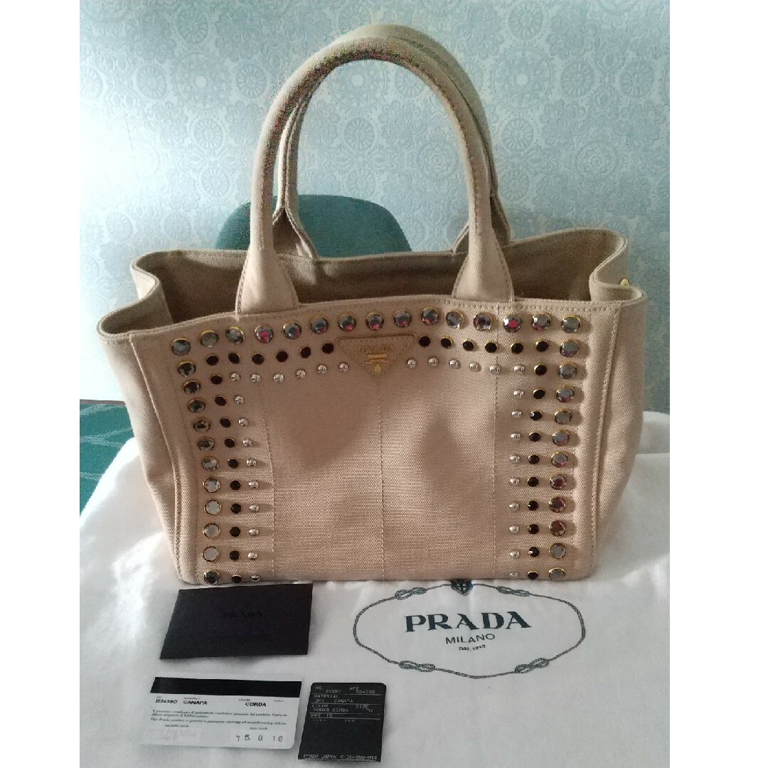 プラダ PRADA カナパ トートバッグ ベージュ-