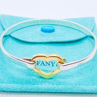 希少 TIFFANY ティファニー ハート バングル 750 シルバー-