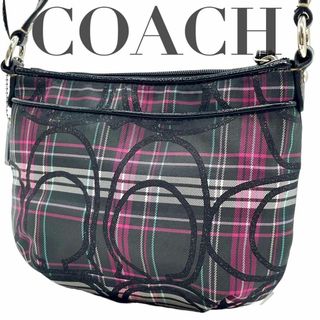 希少　COACH　オプアート　ショルダーバッグ　ブラック　黒　多機能　コーチ