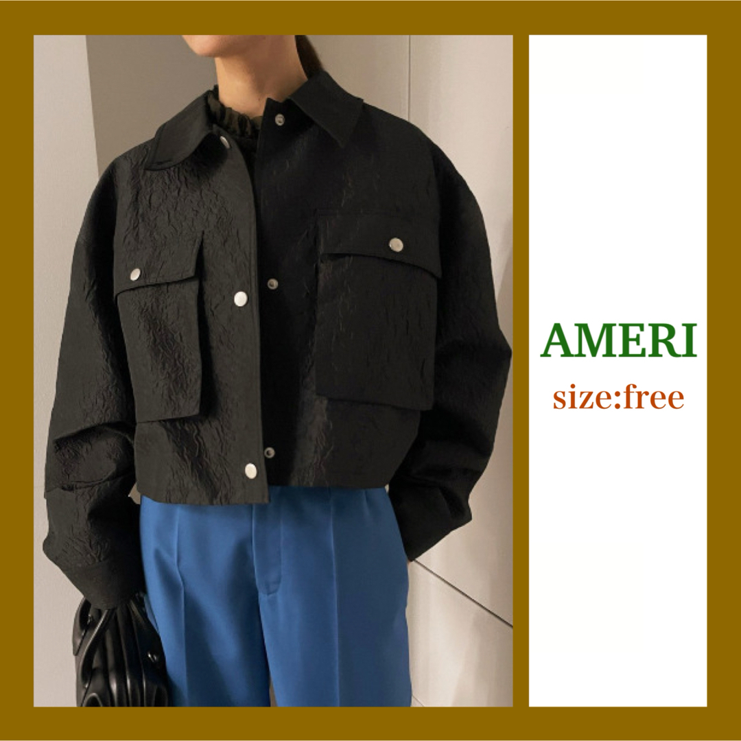 AMERIアメリ/EMBOSS SHORT ARMY LIKE JACKET   フリマアプリ ラクマ