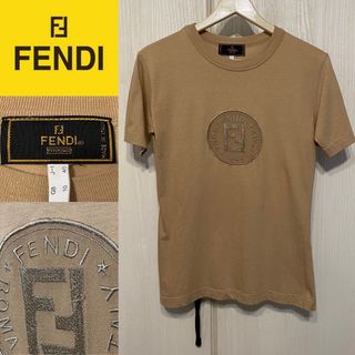 フェンディ XSロゴTシャツ ベージュ美品-