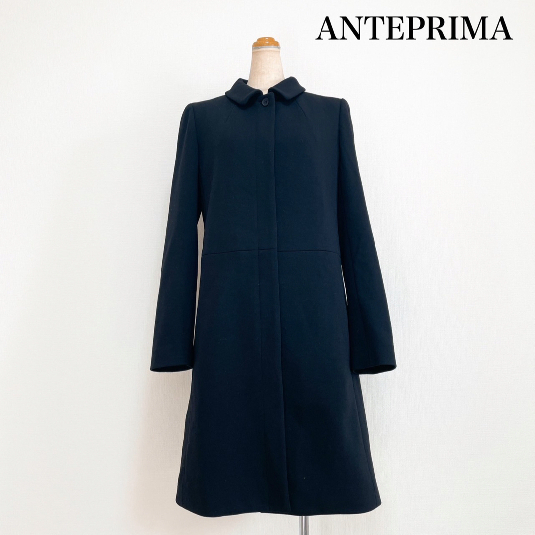 ANTEPRIMA アンテプリマ 膝丈コート ウールストレッチ 黒 上品素敵 | フリマアプリ ラクマ