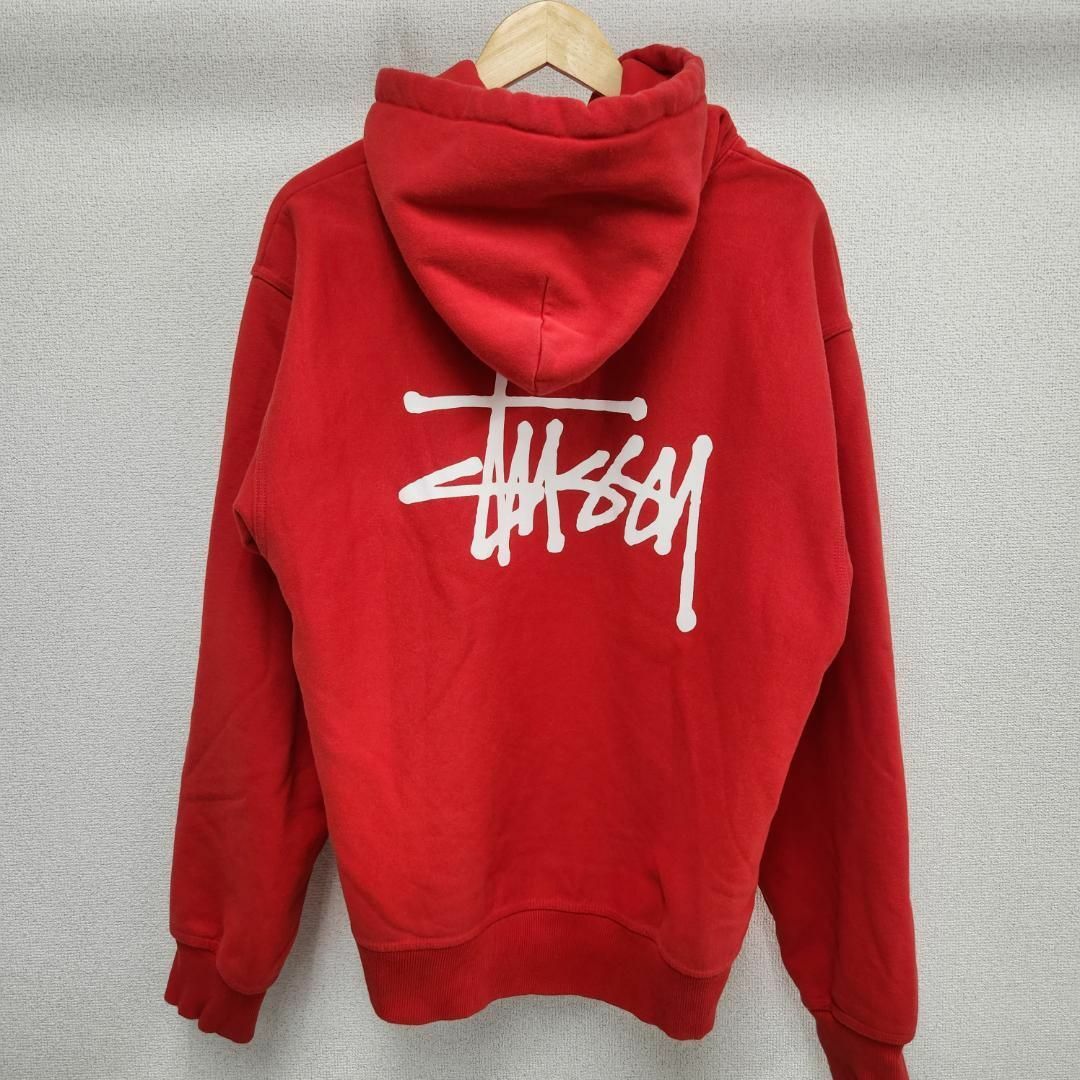 【サイズL】STUSSY ステューシー クラシック ロゴパーカー レッド【美品】