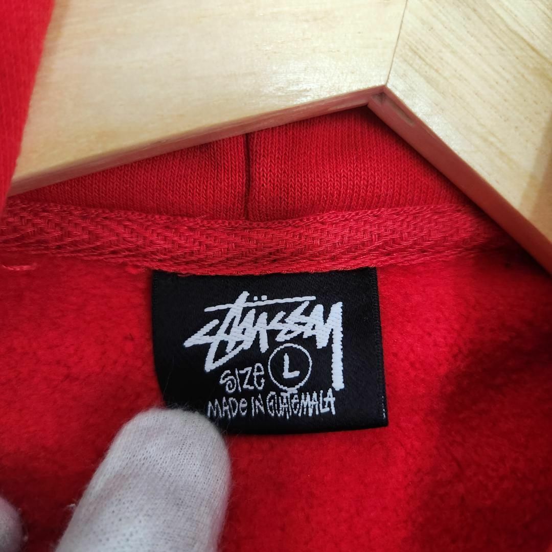 【サイズL】STUSSY ステューシー クラシック ロゴパーカー レッド【美品】