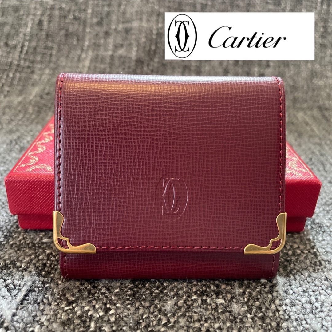 ✨新品未使用・カード付き✨ Cartier ミニ財布 マストライン ドゥーブルC