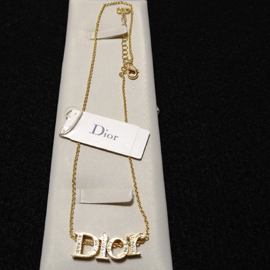 ディオール DIOR　ネックレス　ロゴ　ゴールド　ストーン　巾着袋つき☆