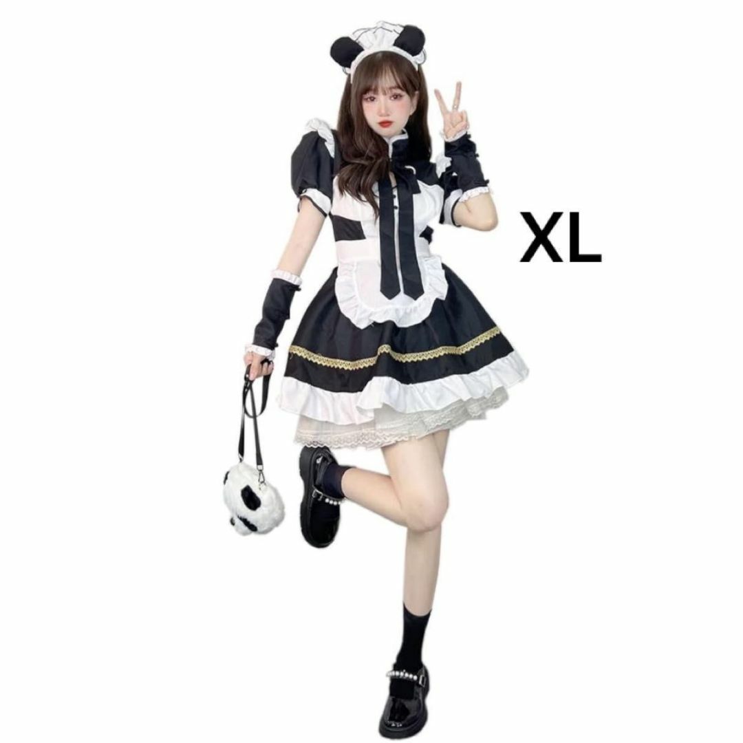 メイド服 コスプレ パンダ ロリータ ハロウィン ゴスロリ 萌え リボンフリル  レディースのレディース その他(セット/コーデ)の商品写真