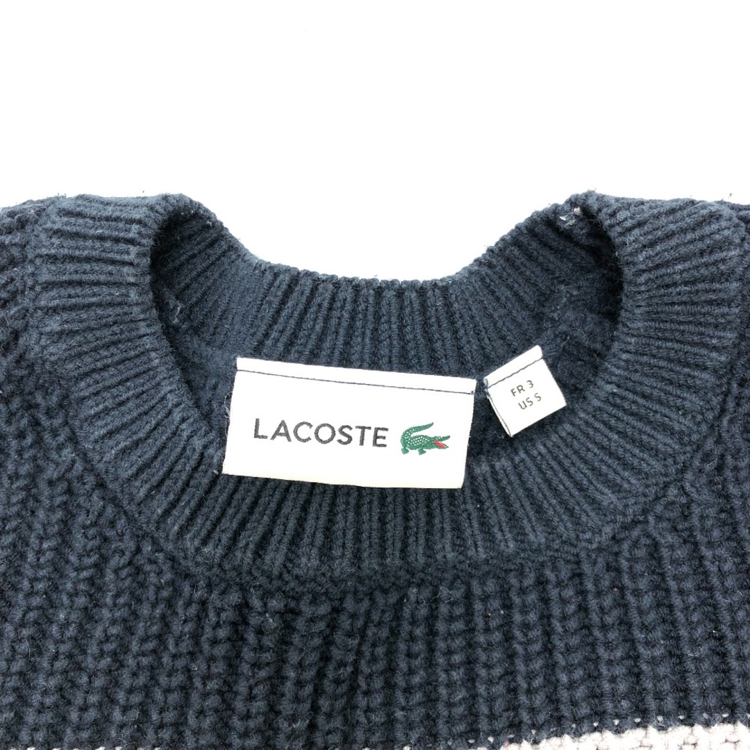 LACOSTE(ラコステ)のラコステ LACOSTE ボーダー ニット セーター コットン グレー×ネイビー メンズのトップス(ニット/セーター)の商品写真